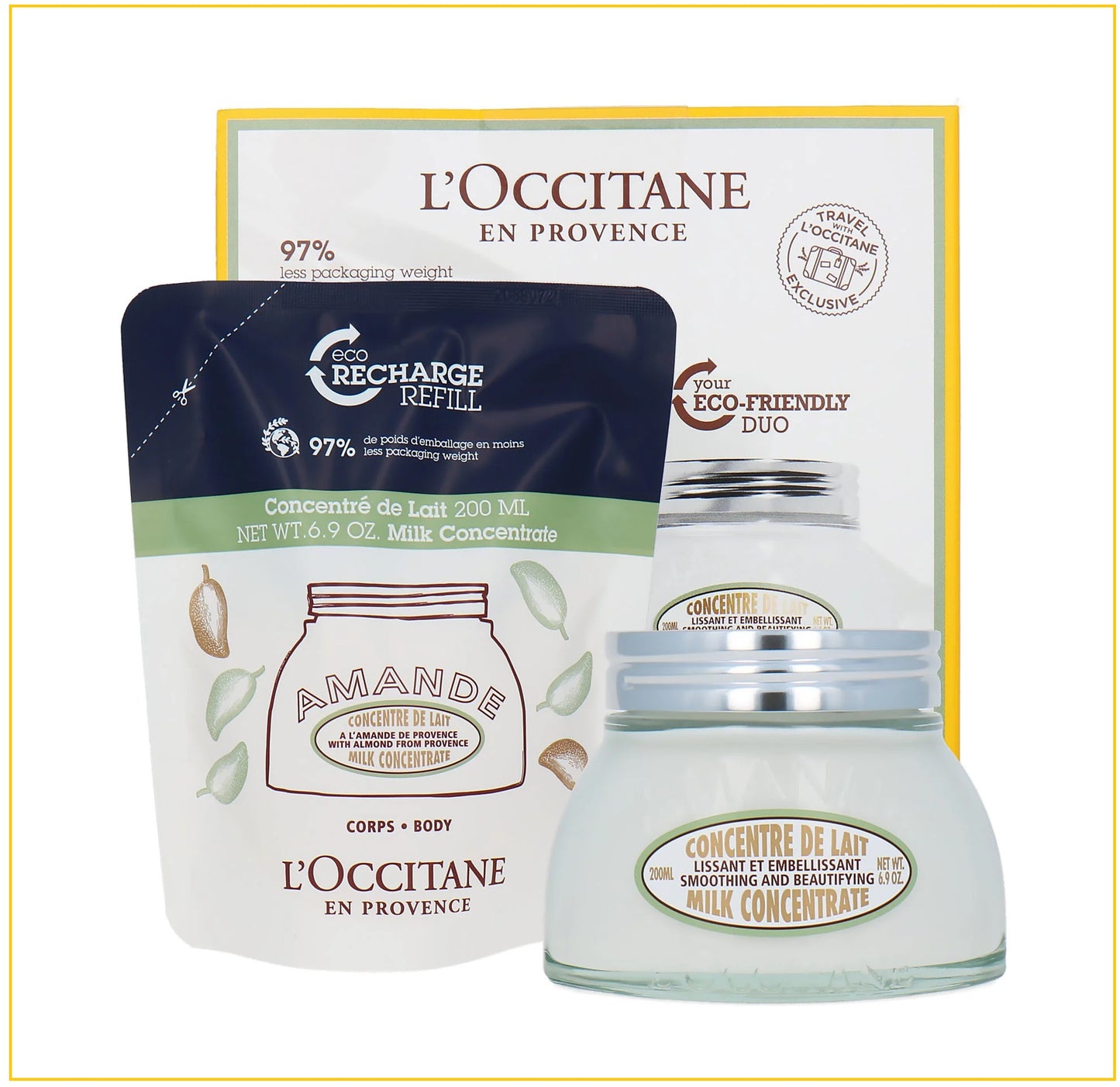 L'OCCITANE LOCCITANE ALMOND MILK CONCENTRATE & ECO-REFILL DUO SET 杏仁緊膚凝霜套裝