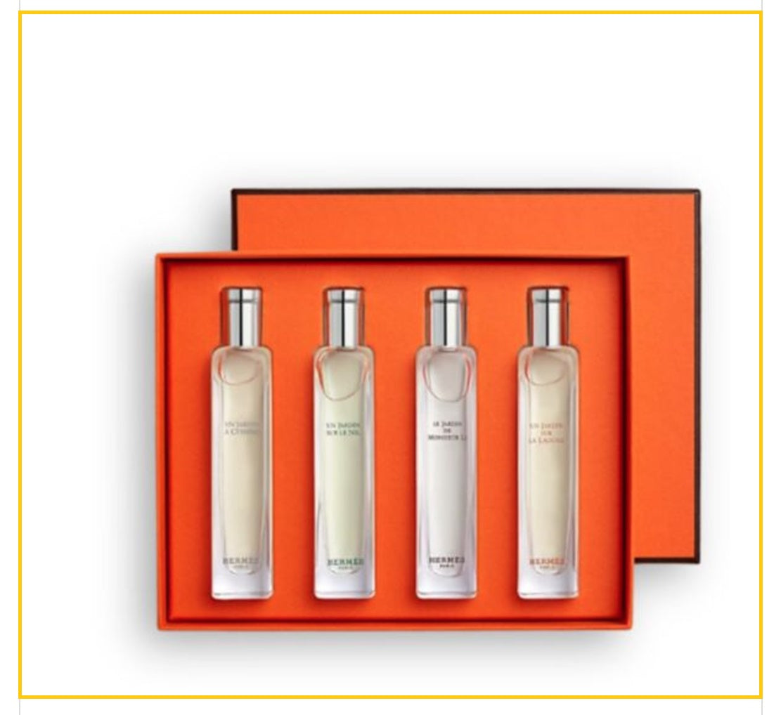 HERMES LES JARDINS GIFT BOX SET EDT 15ML X4 (CYTHERE/MONSIEUR LI/SUR LE NIL/LA LAGUNE)愛馬仕 花園系列淡香水套裝