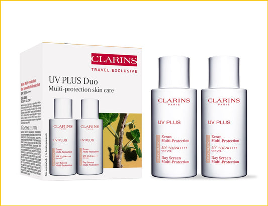 CLARINS UV PLUS ANTI-POLLUTION SPF50 #ROSY GLOW DUO SET 50ML X2 輕透防曬霜兩支套裝 (粉紅色)