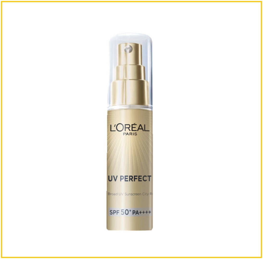 L'OREAL LOREAL PARIS UV PERFECT BROAD UV SUNSCREEN CITY RESIST SPF50+ PA++++ 30ML 抗UV防曬小金管隔離霜