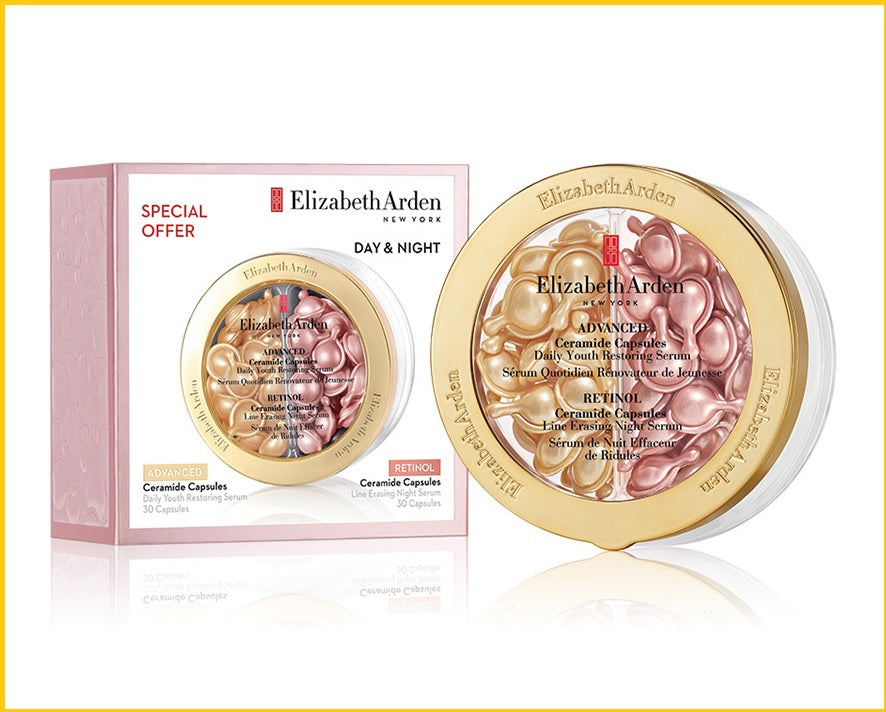 ELIZABETH ARDEN CERAMIDE DAY & NIGHT FACE CARE DUO SET 超進化黃金導航膠囊及玫瑰金抗痕膠囊日夜套裝