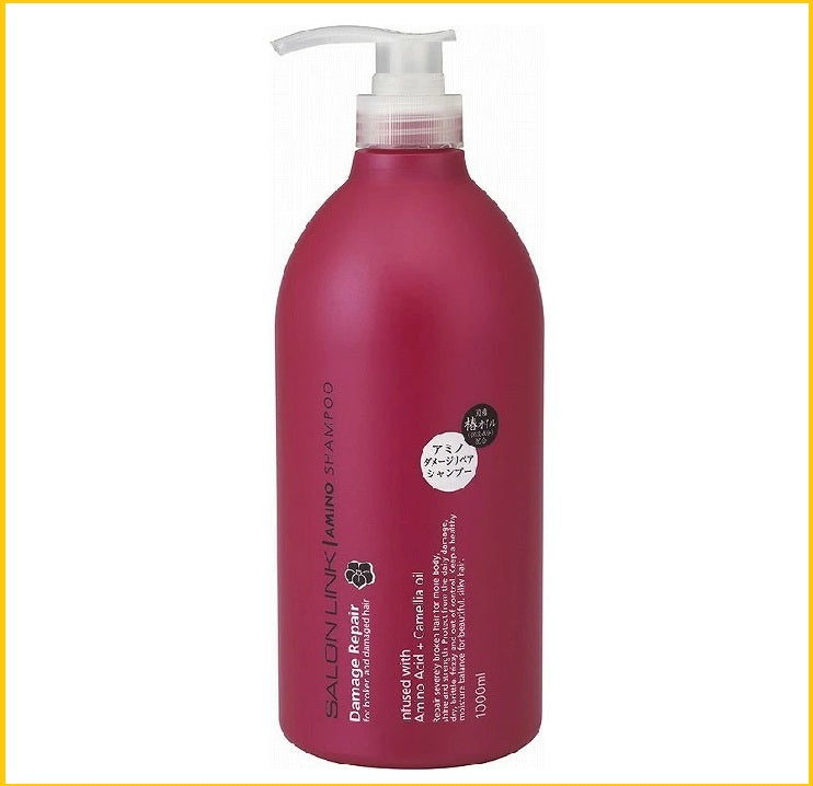 KUMANO HORSE SALON LINK AMINO DAMGED REPAIR SHAMPOO 1L X10PCS 熊野油脂沙龍氨基酸修護椿花紅洗髮水 (10支原箱)